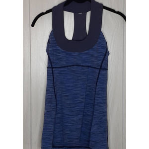 Ladies Lululemon Racerback Tank Size 4 Blue & Black Heathered